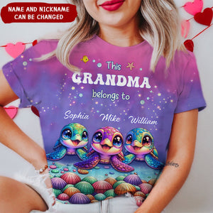 This Grandma belongs to Colorful Turtle Personalized 3D T-shirt