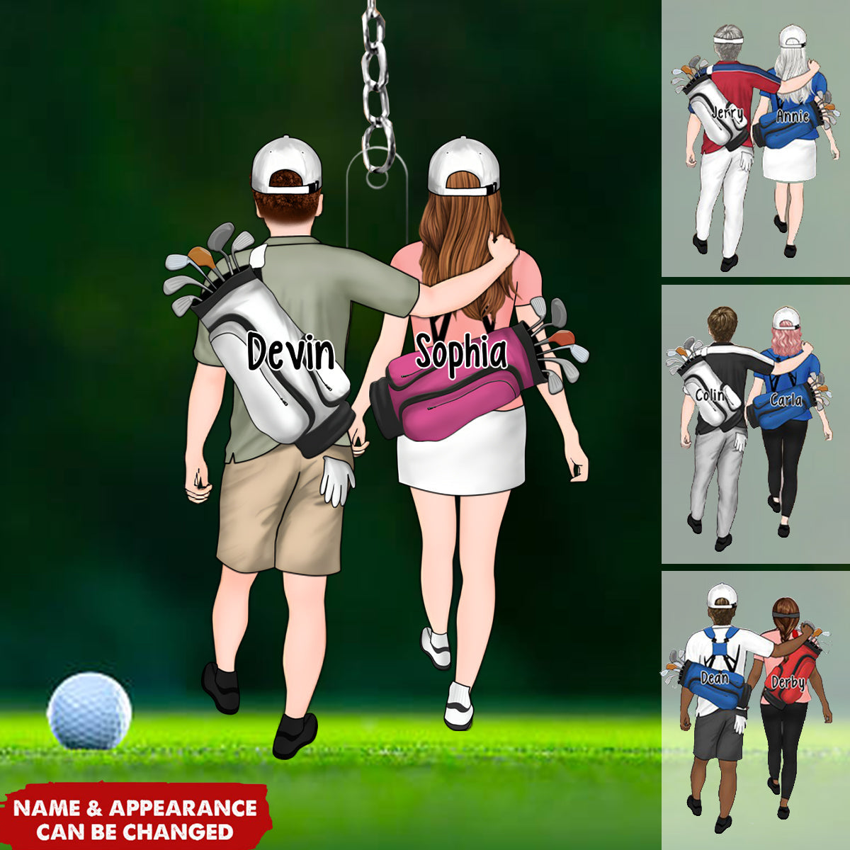 Gifts For Golf Lovers - Personalized Golf Couple Keychain