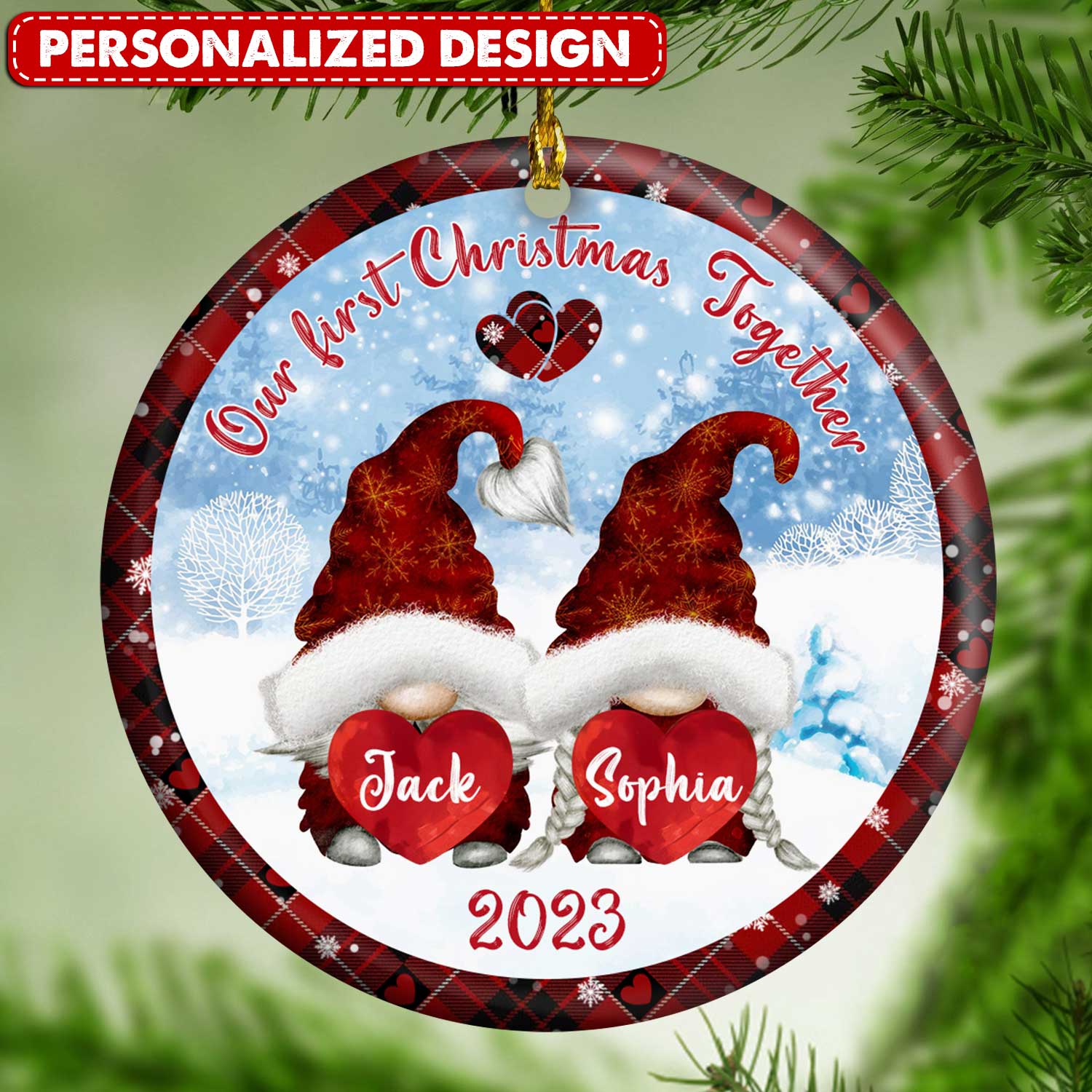 Christmas Couple Snowman , Our First Christmas Together 2023 Personalized Ornament