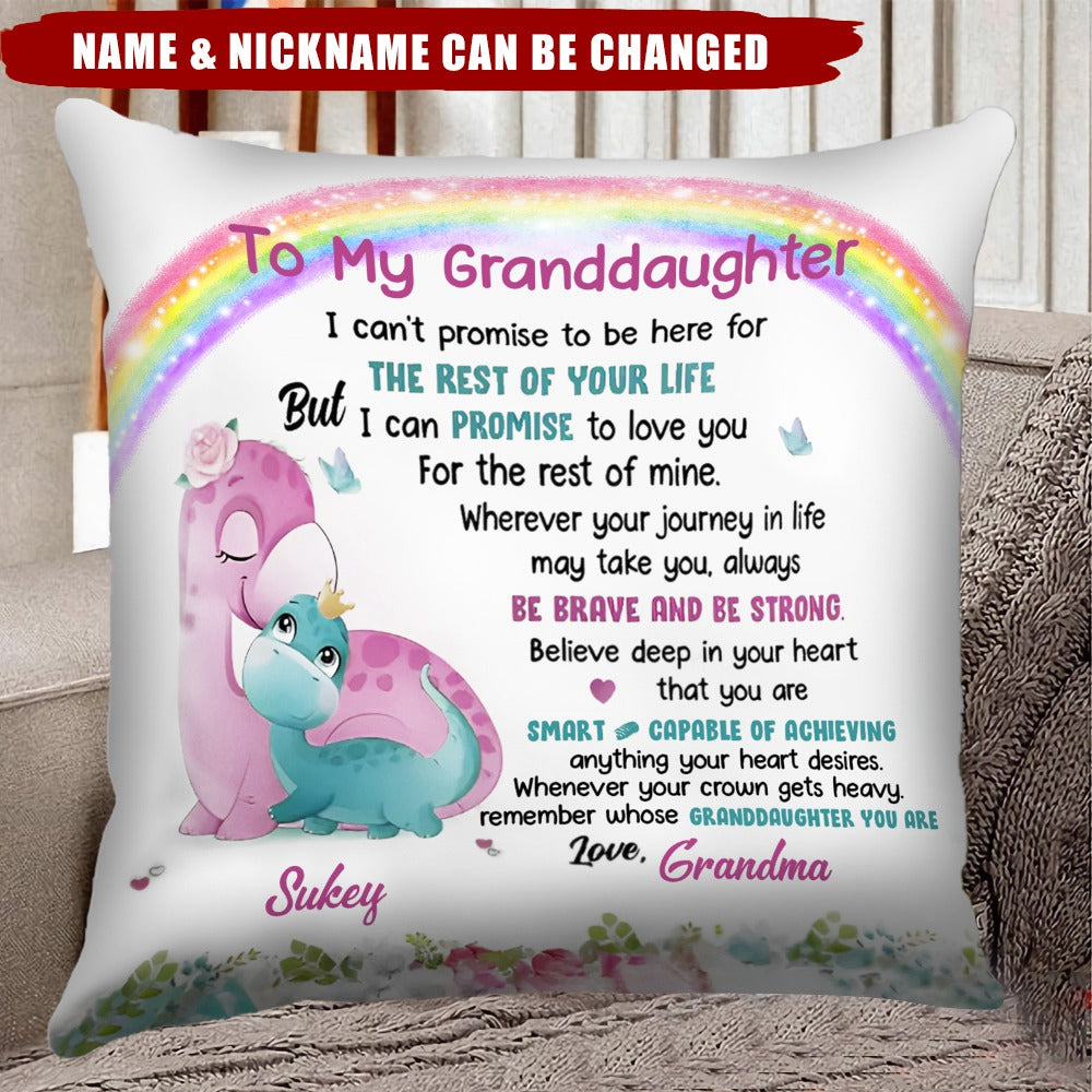 Grandma Mom Hug Grandkid Cute Dinosaur Personalized Pillow