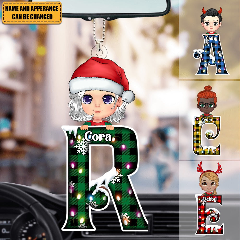 Christmas Alphabet Personalized Kids Acrylic Car Ornament