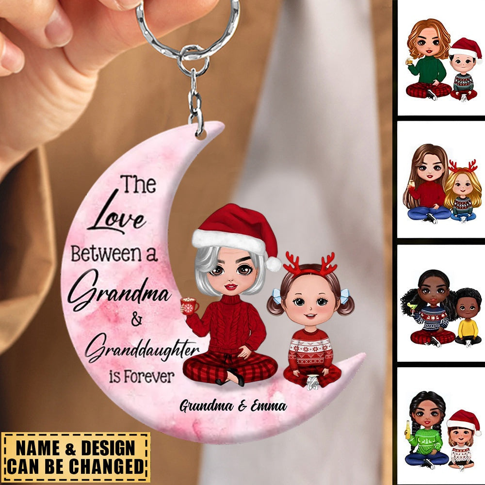 Grandma And Granddaughter On The Moon Personalized Acrylic Keychain