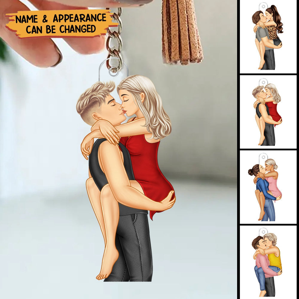 Couple Kissing - Anniversary Gift For Couples - Personalized Keychain
