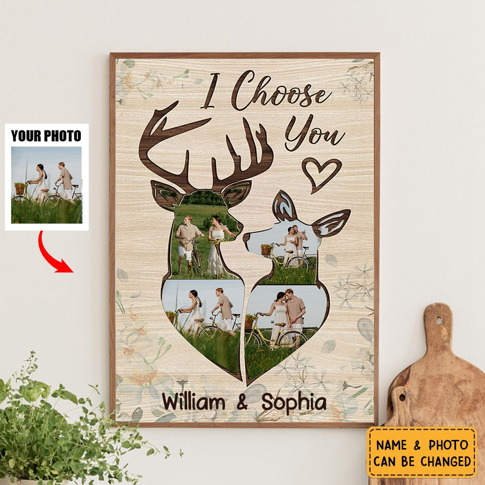 Deer Couple I Choose You - Personalized Photo Poster