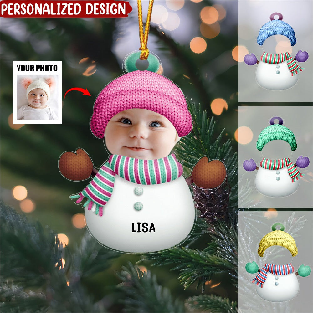 Personalized Christmas Snowman Decoration Custom Photo Ornament