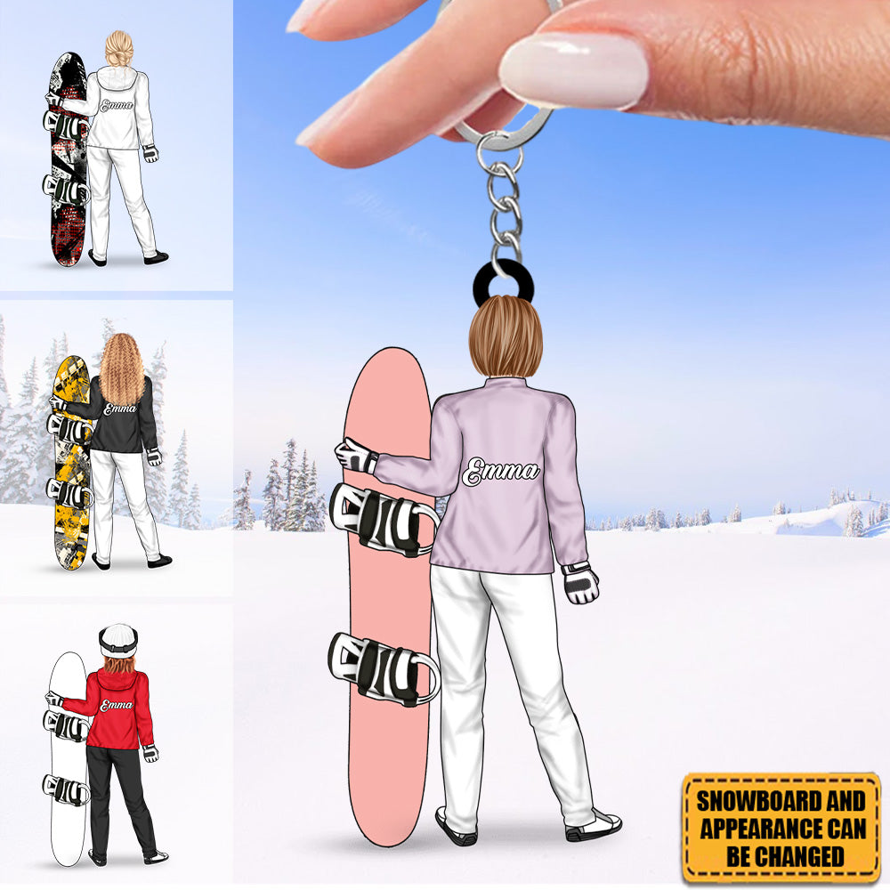 Personalized Gifts Snowboarding Keychain For Woman, Snowboarding Lovers