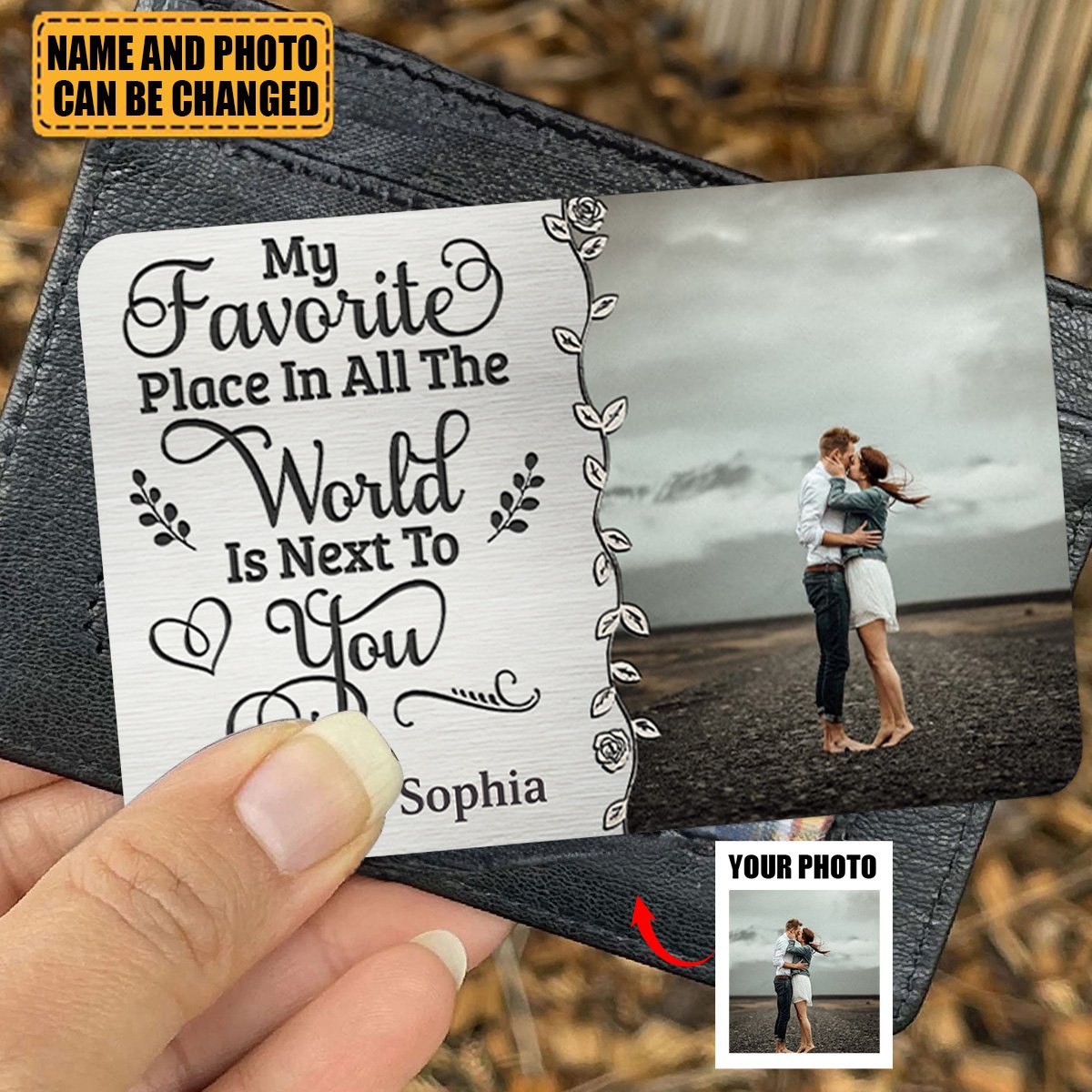 Custom Photo My Heart Is Wherever You Are - Couple Personalized Stainless Steel Wallet Card - Gift For Husband Wife, Anniversary