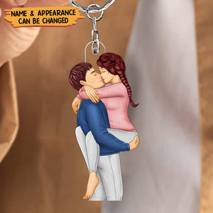Couple Kissing - Anniversary Gift For Couples - Personalized Keychain