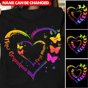 First Mom Now Grandma With Butterfly - Personalized Shirt
