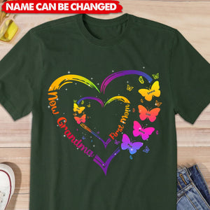 First Mom Now Grandma With Butterfly - Personalized Shirt