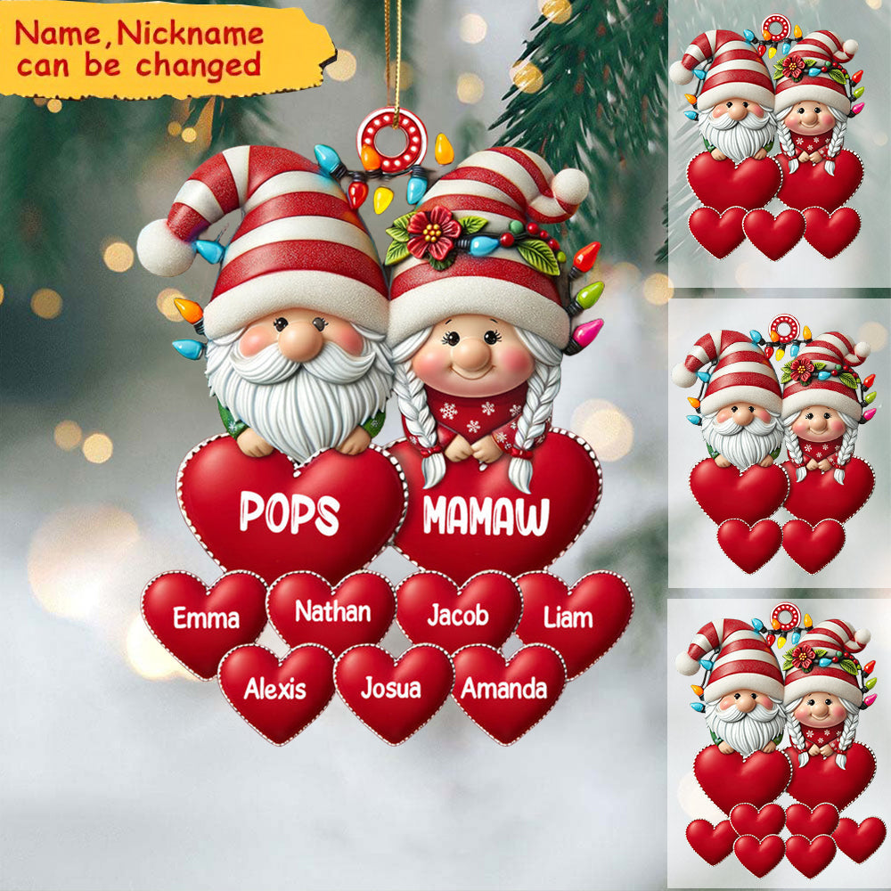 Christmas Grandma & Grandpa Mom & Dad Dwarf With Heart Kids Personalized Acrylic Ornament