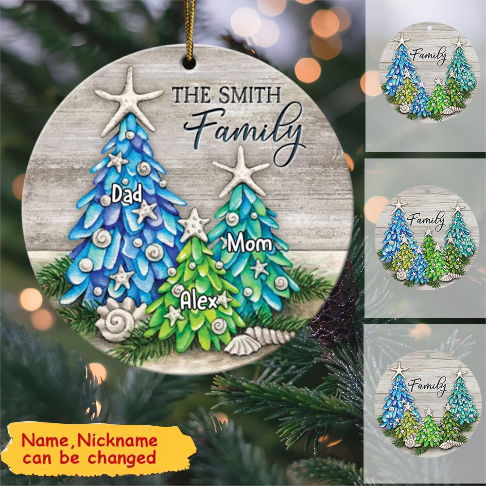 Personalized Christmas Pine Tree Custom Family Name Ornament