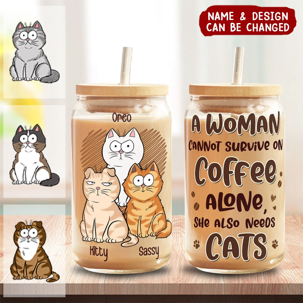 I Like Coffee, My Cats And Maybe 3 People - Cat Personalized Custom Glass Cup, Iced Coffee Cup - Gift For Pet Owners, Pet Lovers