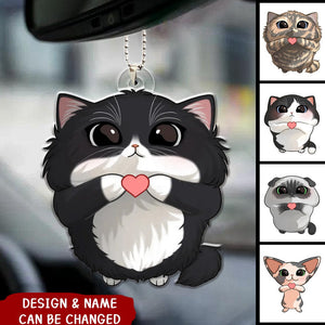 Cute Cartoon Looking Up Cat Gift For Cat Lover Personalized Car Ornament