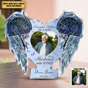Personalized Photo Memorial Wings Acrylic Plaque - Memorial Gift Idea For Family Member