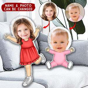 Custom Photo Funny Face Happy Kid - Gift For Grandkids, Siblings - Personalized Custom Shaped Pillow