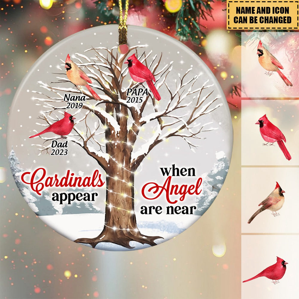 Cardinals Appear When Angels Are Near Circle Ornament