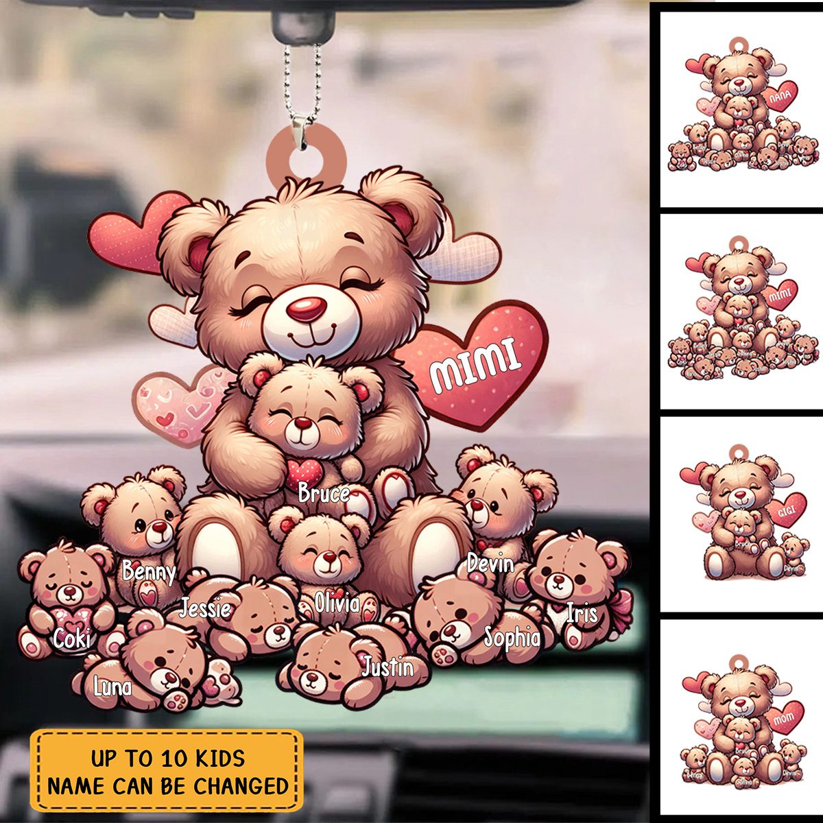 Grandma Bear With Cute Grandkids Personalized Ornament