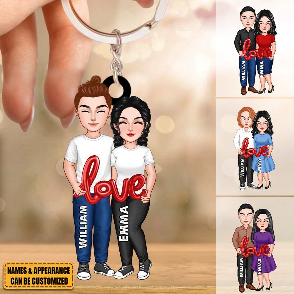 Couple Standing Love Balloon Personalized Keychain