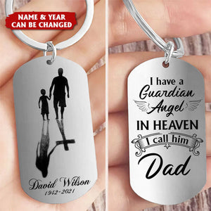 Personalized Gift For Dad Keychain I Have A Guardian Angel