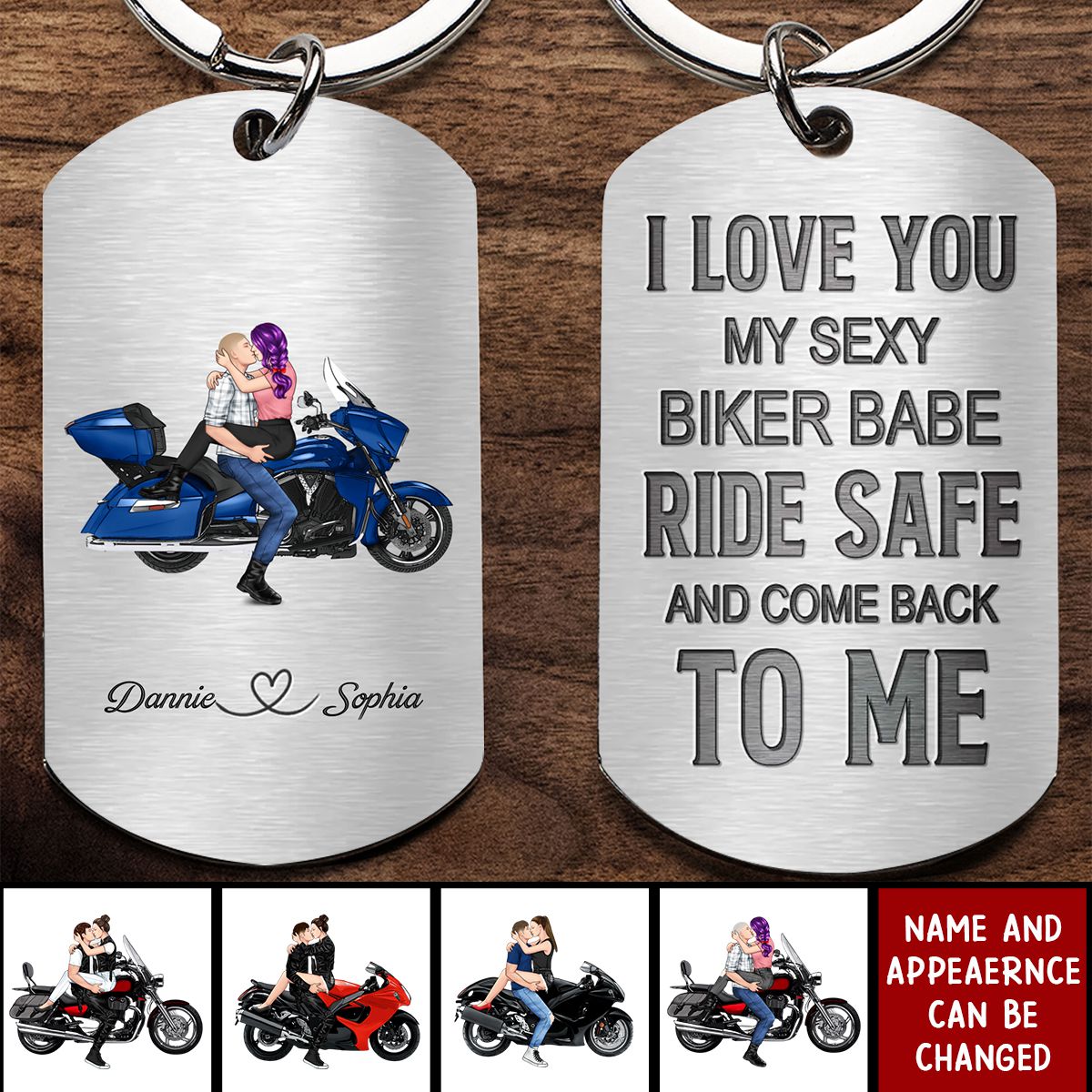 Personalized Riding Couple Keychain - Gift Idea For Couple/Her/Him - Ride Safe Handsome