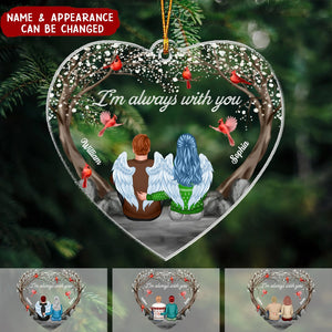Always With You Cardinal Blossom Tree Family Memorial Keepsake Sympathy Remembrance Gift Heart Shaped Personalized Acrylic Ornament