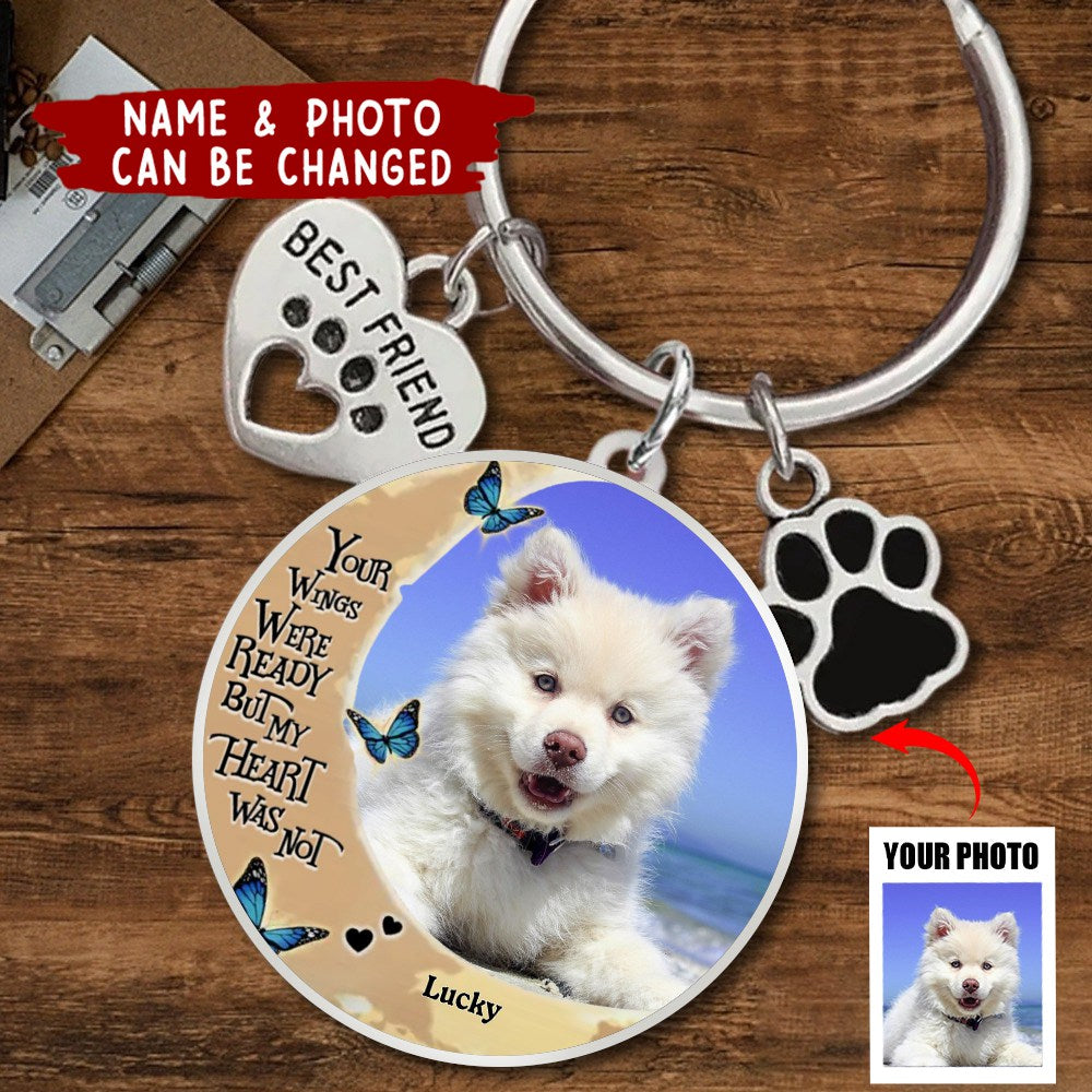 Personalized Photo Keychain Pet Charm - Memorial Gift For Dog/Cat Lovers - I Love You To The Moon And Back