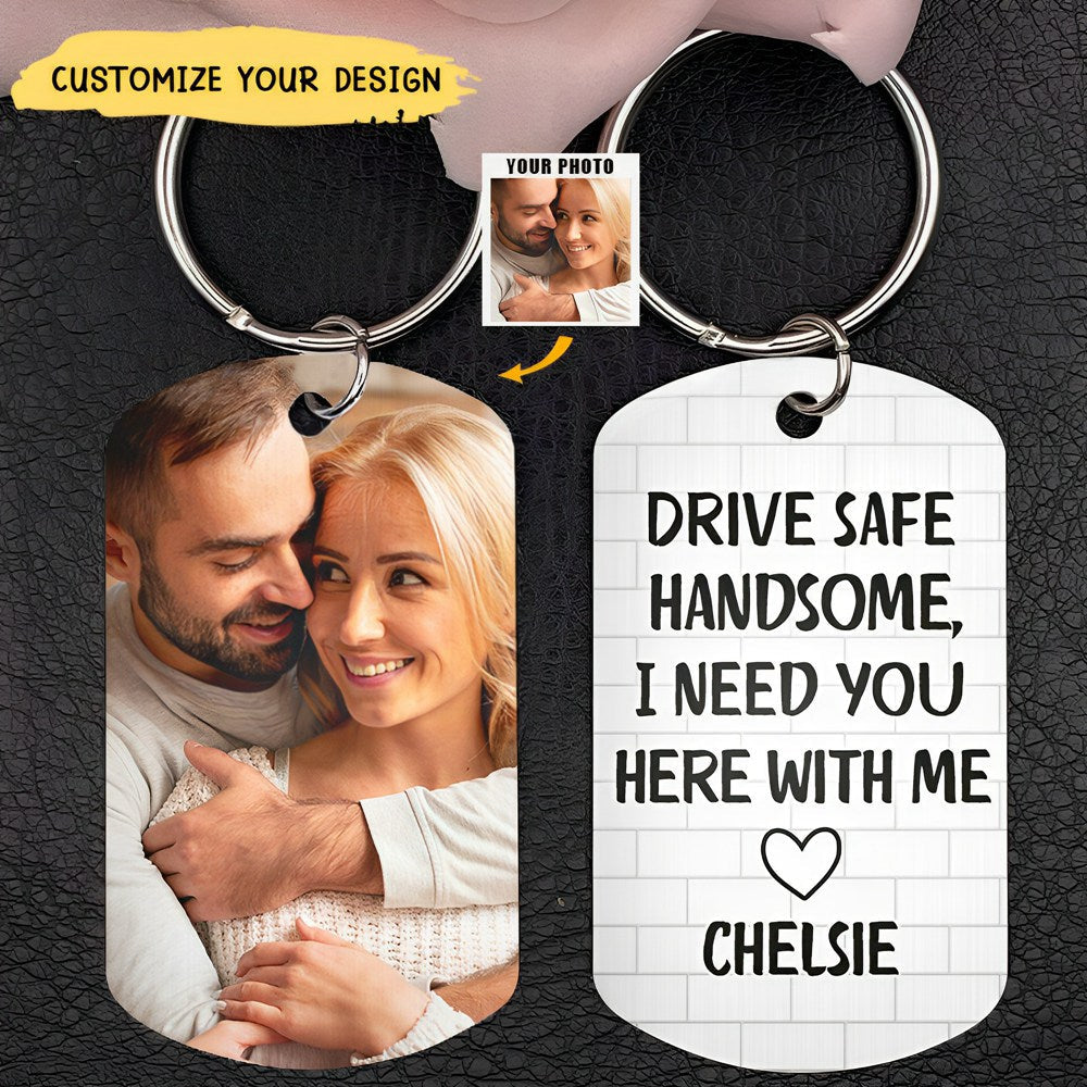 Custom Photo Drive Safe - Gift For Couples , Family - Personalized Stainless Steel Keychain