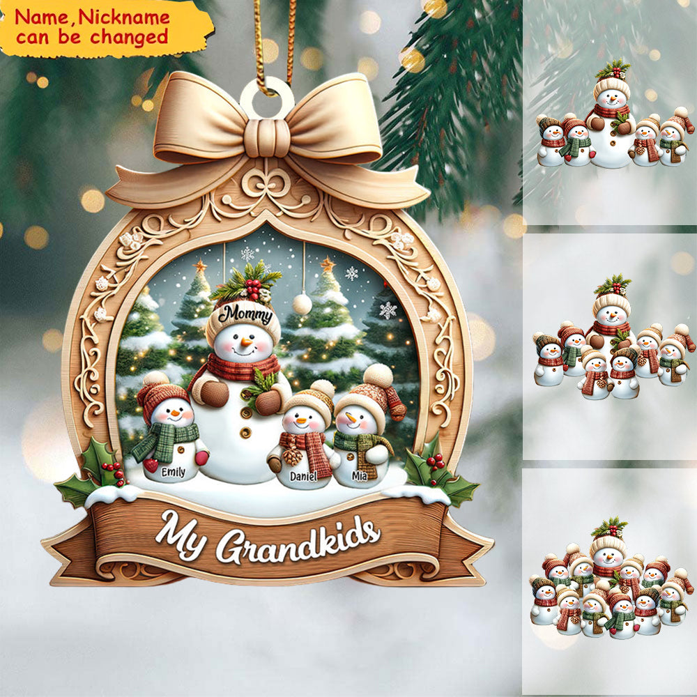 Personalized Acrylic Ornament Custom Snowman For Mom/Nana - Unique Design