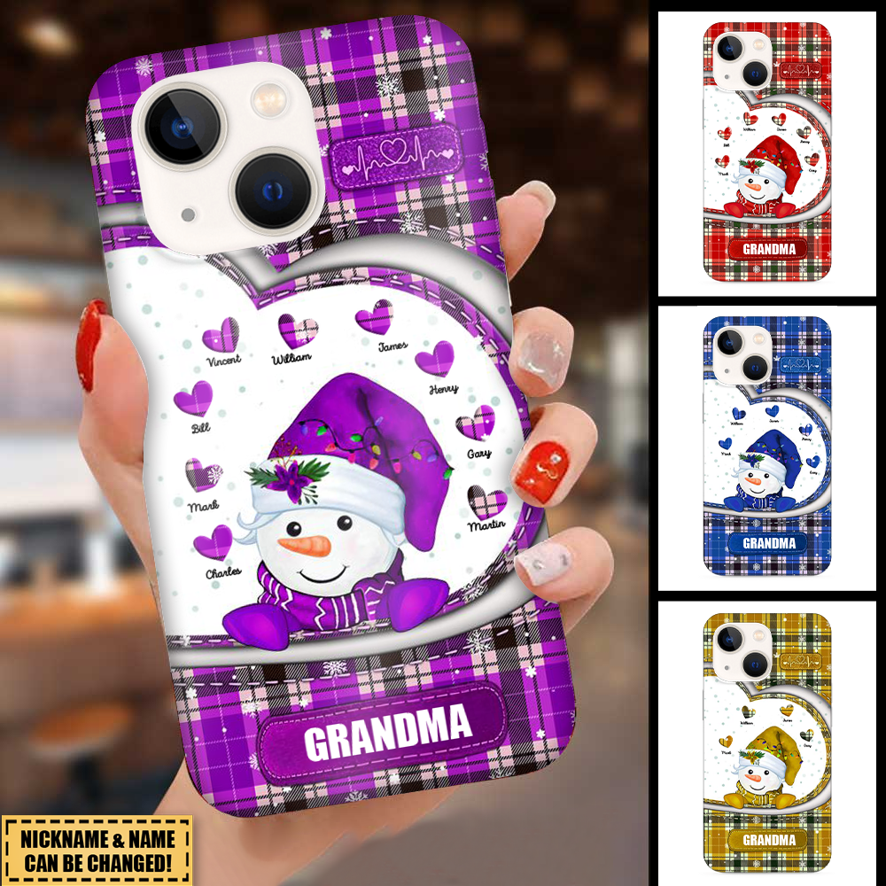 Colorful Christmas Snowman Grandma Mom Little Heart Kids Personalized Phone Case