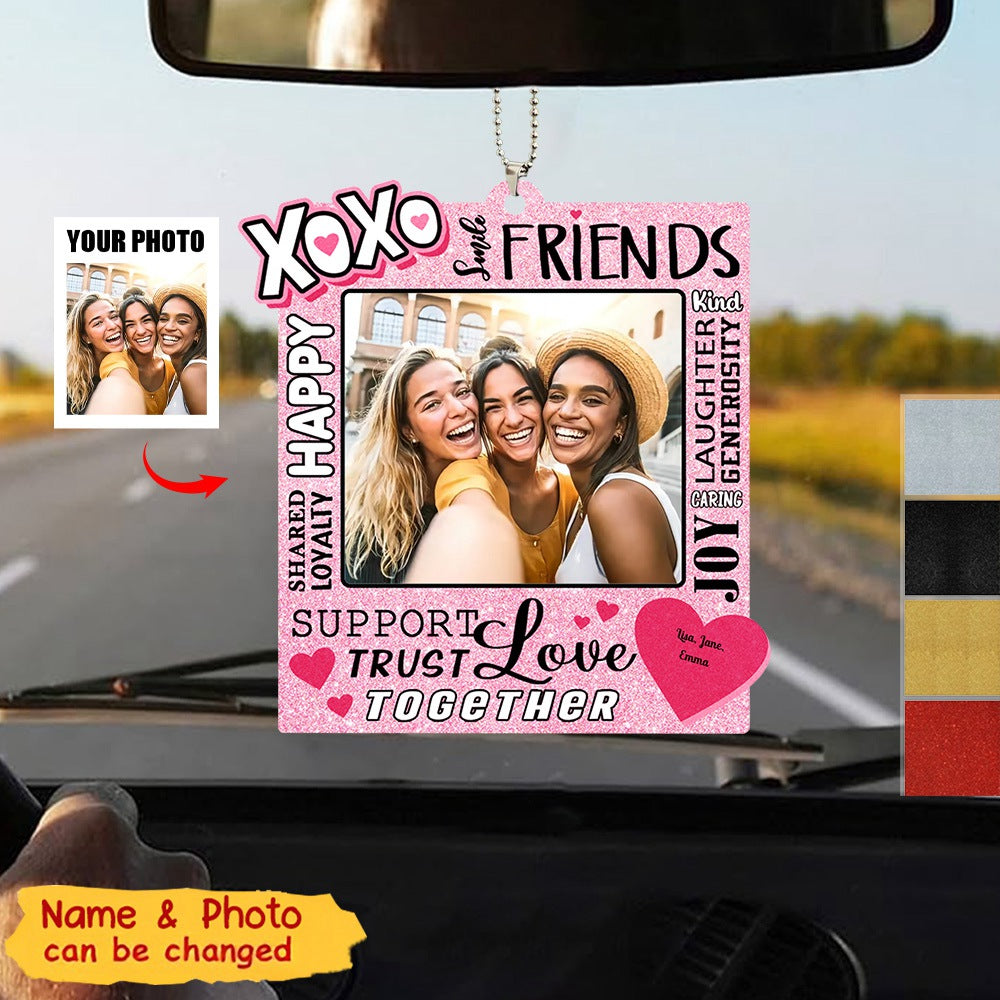 Custom Photo Happy Smile Friends - Gift For Besties, Friends - Personalized Acrylic Car Ornament
