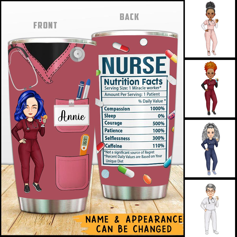 Nurse Nutrition Facts New Version - Gift For Nurses - Personalized Tumbler