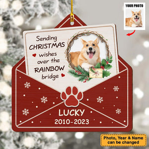 Dog Memorial Gift Sending Christmas Wishes Photo Ornament