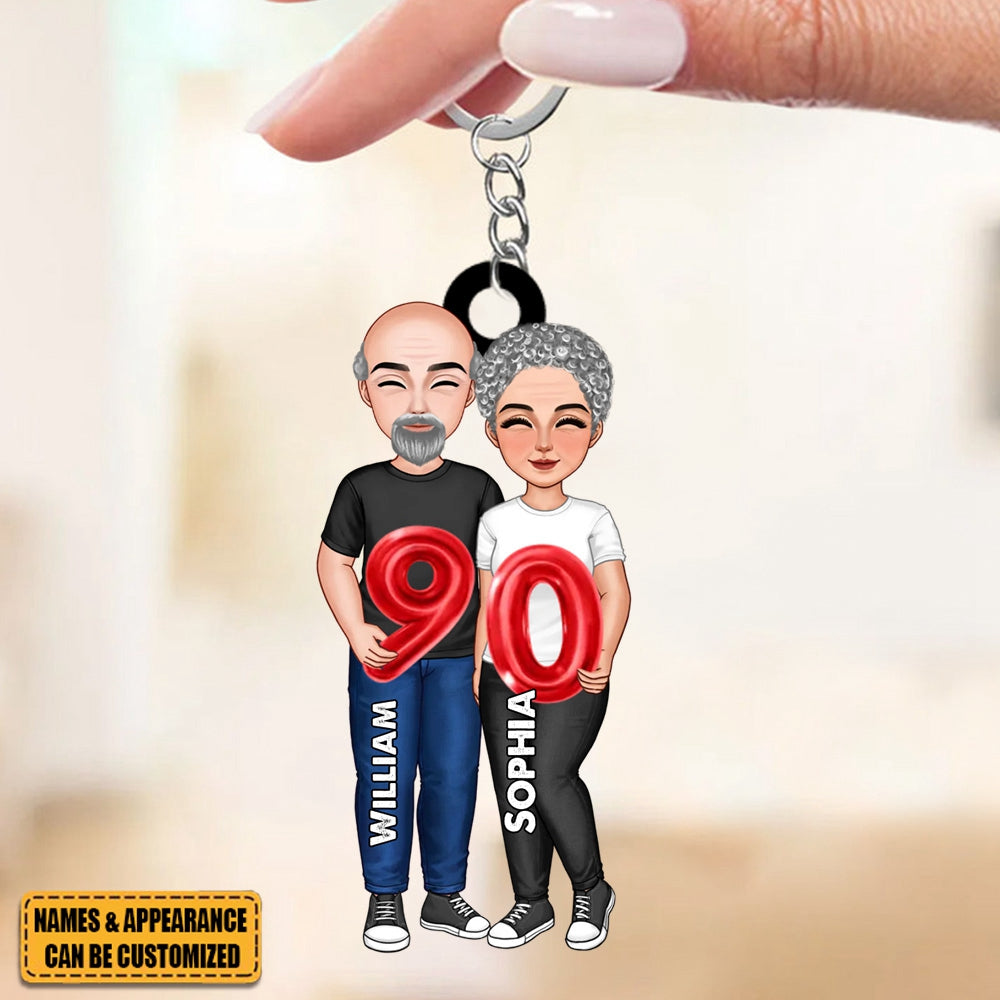 Couple Holding Balloons Anniversary Gift Personalized Acrylic Keychain