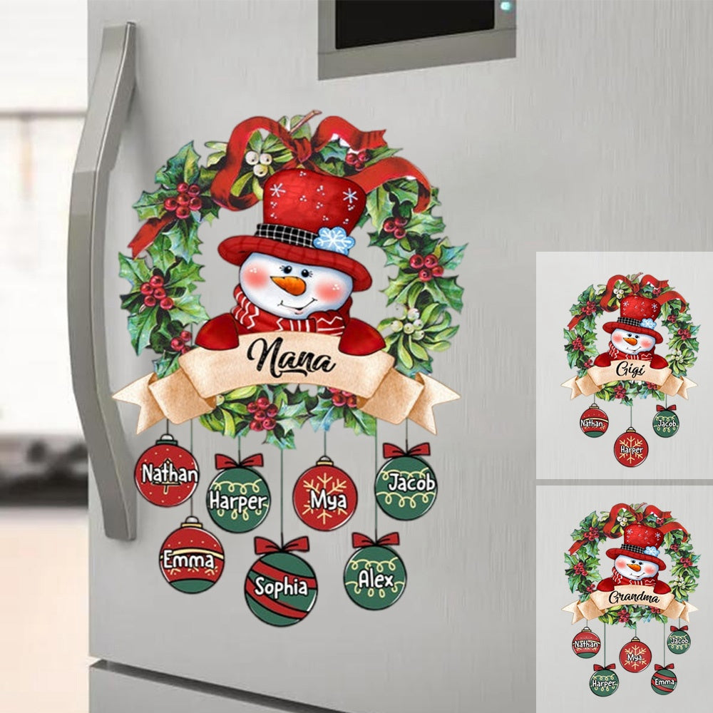 Snowman Grandma With Christmas Ball Kids Personalized Decal
