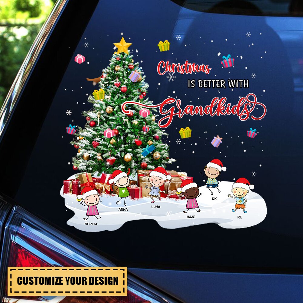 Gifts For Nana- Mom, Christmas Is Better With Cute Grandkids Personalized Sticker Decal