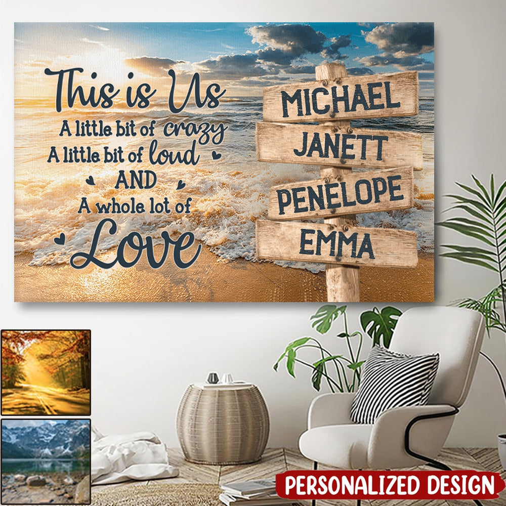 This Is Us A Whole Lot Of Love - Family Personalized Horizontal Canvas - Gift For Family Members