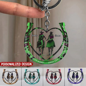 Personalized Couple Cowboy And Cowgirl Acrylic Keychain - Gift Idea For Couple/ Horse Lover - God Blessed The Broken Road That Led Me Straight To You