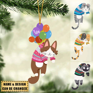 Hanging Cat - New Version - Personalized Christmas Ornament