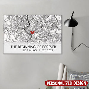 Where It All Began - Couple Personalized Horizontal Poster - Gift For Husband Wife, Anniversary