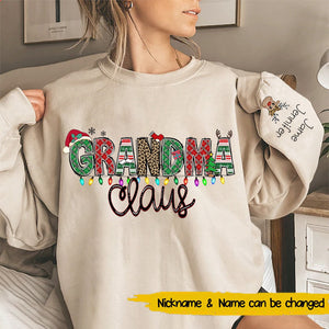 Grandma Claus Christmas Personalized 2D Sweatshirt Sleeve Custom