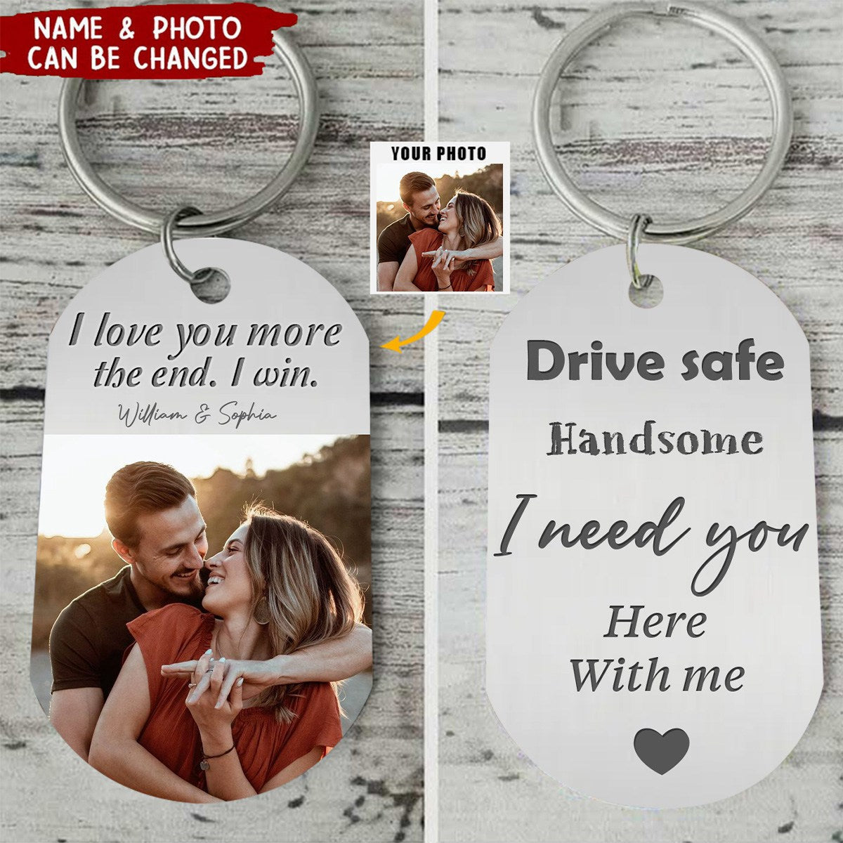Custom Personalized Couple Keychain - Gift Idea For Couple/ Him/ Her/ Valentine's Day - I Love You More The End I Win