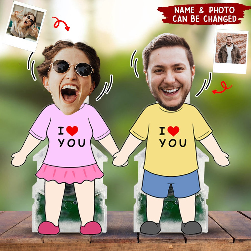 Custom Face Photo Funny Gift For Him Gift For Her Couple Personalized Acrylic Wiggle Stand