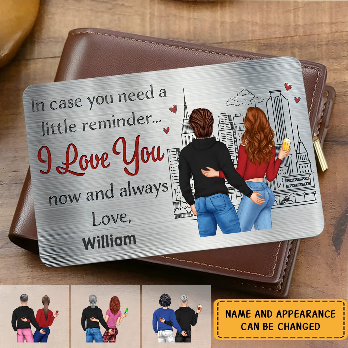 In Case You Need A Little Reminder Backside - Gift For Couples - Personalized Stainless Steel Card