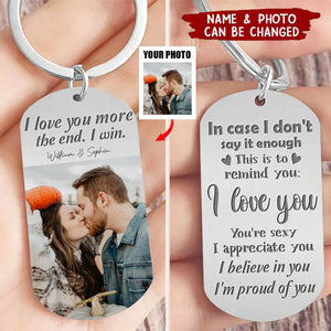 Custom Personalized Couple Keychain - Gift Idea For Couple/ Him/ Her/ Valentine's Day - I Love You More The End I Win