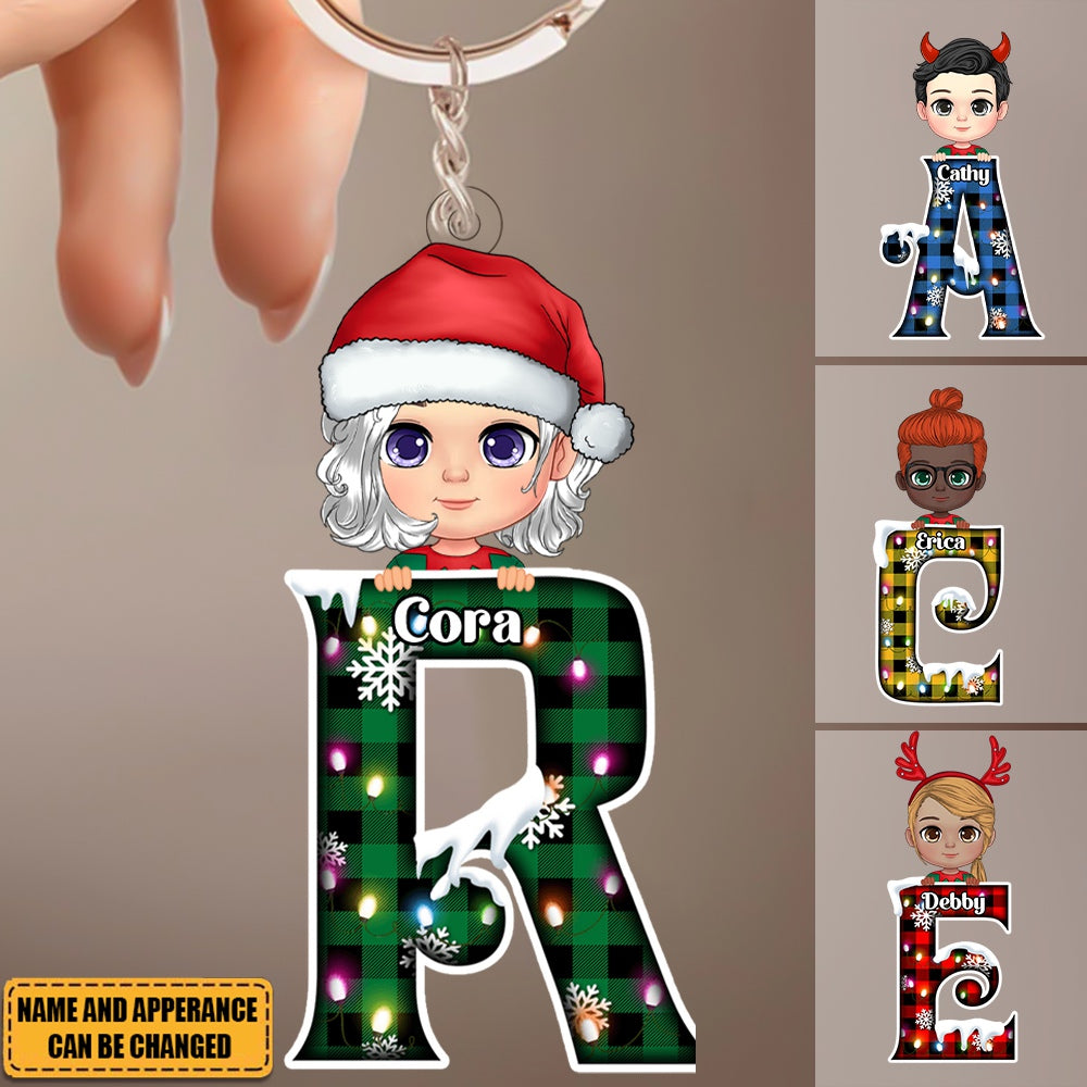 Christmas Alphabet Personalized Kids Arcylic Keychain