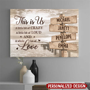 This Is Us And A Whole Lot Of Love - Family Personalized Horizontal Canvas - Gift For Family Members