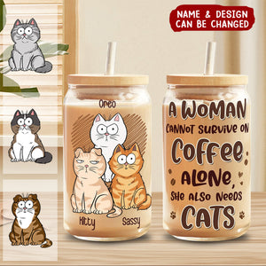 I Like Coffee, My Cats And Maybe 3 People - Cat Personalized Custom Glass Cup, Iced Coffee Cup - Gift For Pet Owners, Pet Lovers