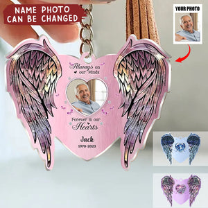 Personalized Memorial Acrylic Keychain - Upload Photo - Memorial Gift Idea For Family Member - Your Wings Were Ready But My Heart Was Not