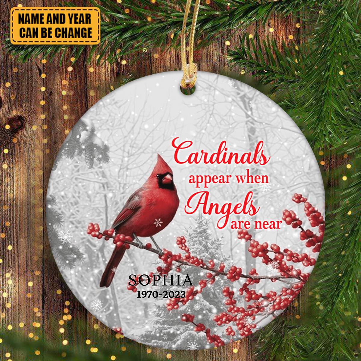Cardinal Appear When Angels Are Near - Personalized Ceramic Ornament - Memorial Gift